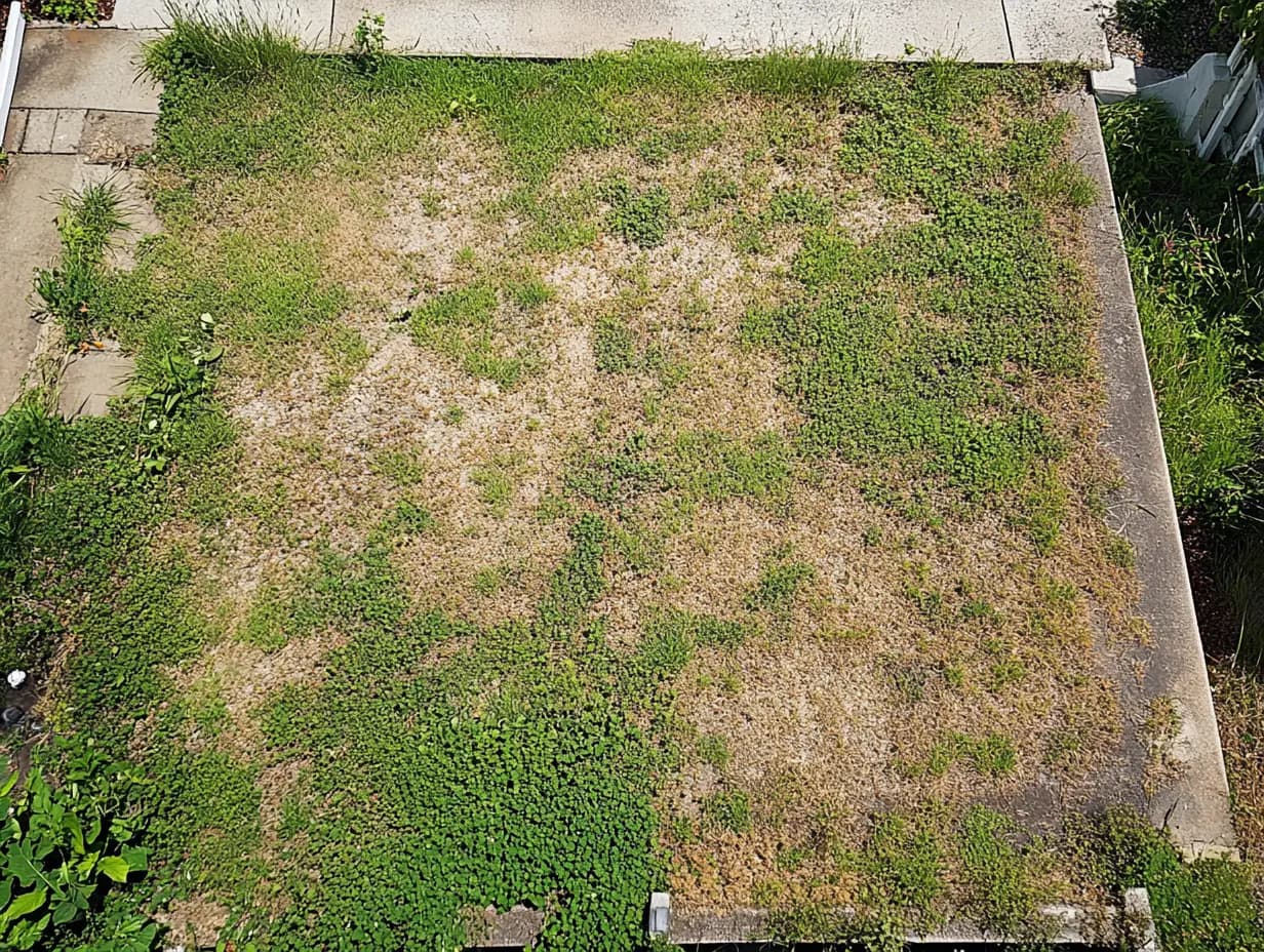 Patchy lawn before renovation