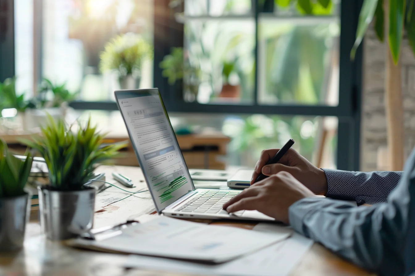 Homeowner filling out renovation project form on laptop for Sydney construction consultation with Zokoon